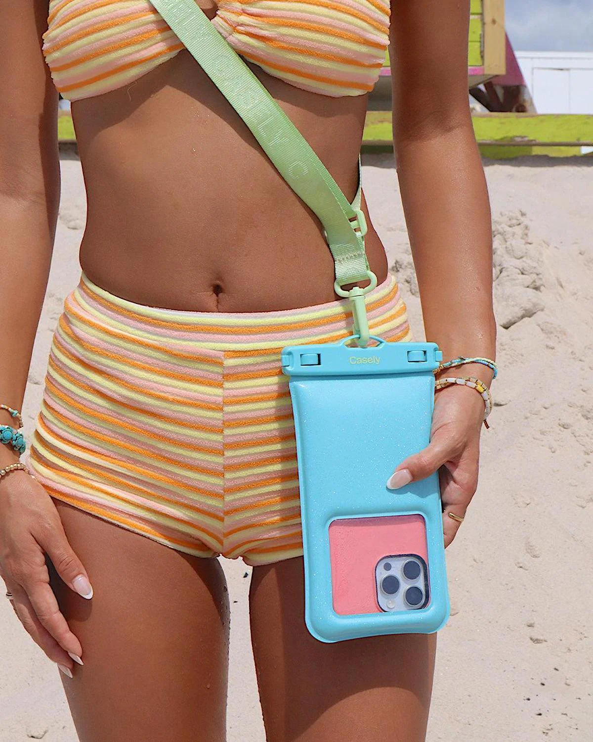 AquaBuddy | Aquamarine Ocean Blue Shimmer Waterproof Phone Pouch