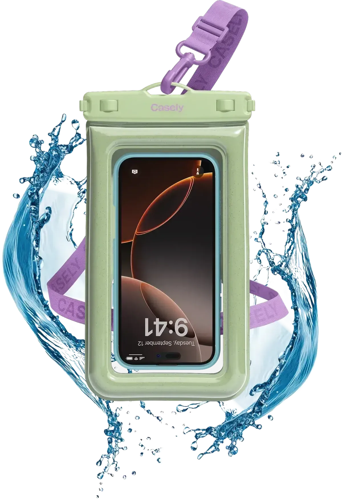 AquaBuddy | Kiwi Kiss Matcha Green Shimmer Waterproof Phone Pouch