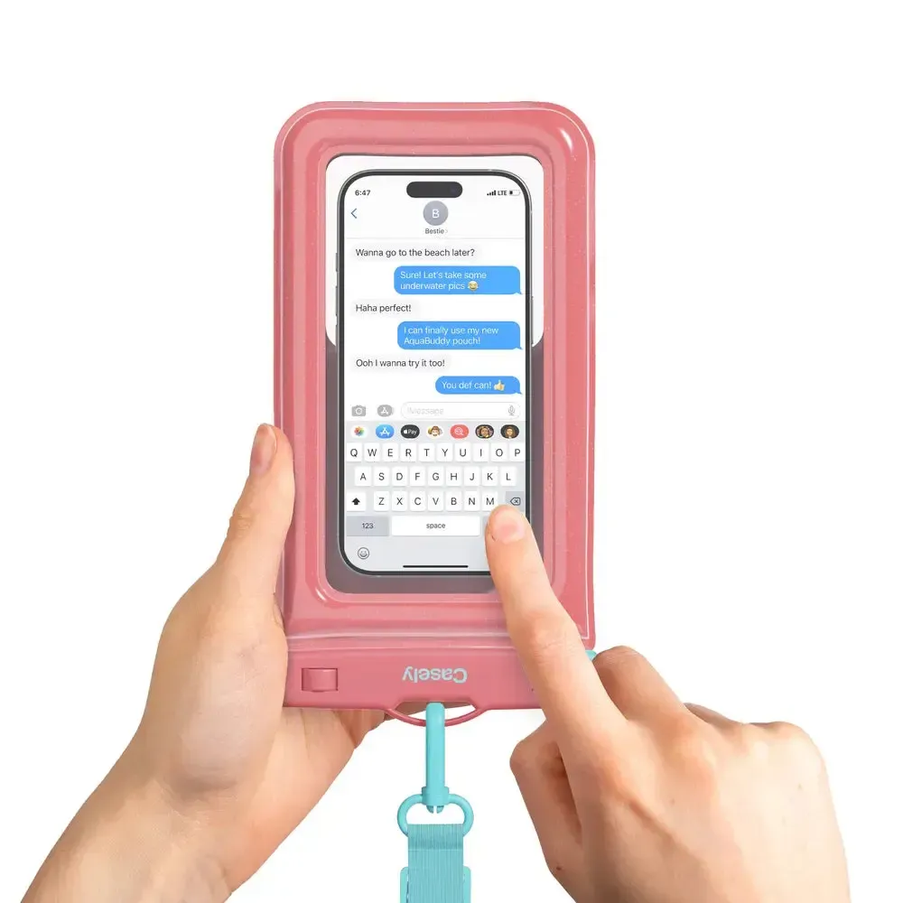 AquaBuddy | Starfish Wishes Coral Pink Shimmer Waterproof Phone Pouch